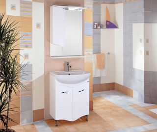 Шкаф-зеркало с подсветкой Onika Лайн 205819 левый 58см белый