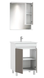 Шкаф-зеркало с подсветкой Onika Марви 206088 правый 60см мокко