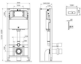 Инсталляция для подвесного унитаза Am.Pm Pro L с пневматической клавишей чёрный матовый I012704.9038