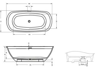 Ванна из искусственного камня Riho Bilo B128001105 165x77см белый