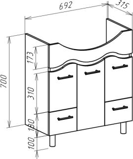 Тумба под раковину Bellezza Мари 75см бежевый 00000010140