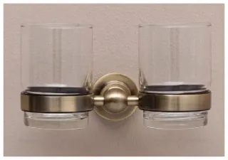 Стакан двойной с держателем Aquanet 189266 бронза