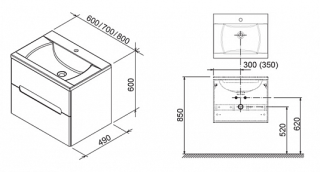 Тумба с раковиной 60 см Ravak SD Classic II 70508020,X000000902, белый