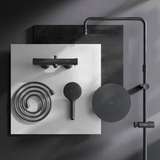 Душевая стойка с термостатом Am.Pm Like F0780422 чёрный