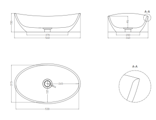 Накладная раковина Salini Noemi S-Sense 1101103G 56см белый глянцевый