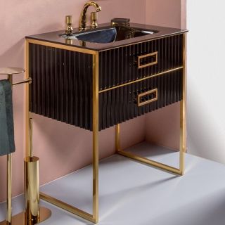 Тумба под раковину Armadi Art Monaco 80см чёрный/золото 866-080-BG