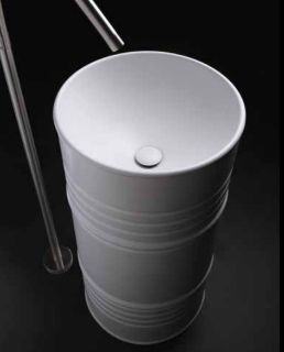 Раковина напольная Kerasan Artwork Barrel 474301 45см слив в стену белый