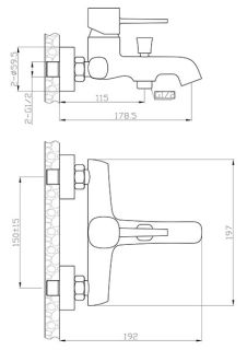 Смеситель для ванны/душа Orange Karl M05-100b матовый черный