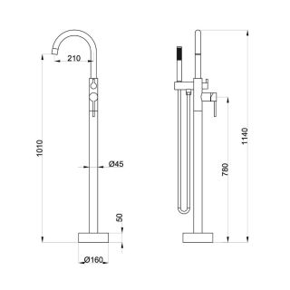 Смеситель для ванны/душа Orange Steel M99-336b напольный, черный