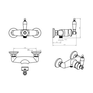 Смеситель для душа Boheme Vogue Crystal бронза 204-CRST