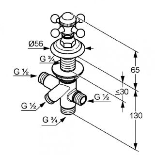 Переключатель на два положения Kludi 1926 хром 518480520