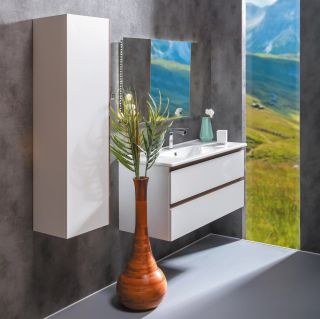 Тумба под раковину Armadi Art Capolda 100см белый + ручка дерево 849-100-WW