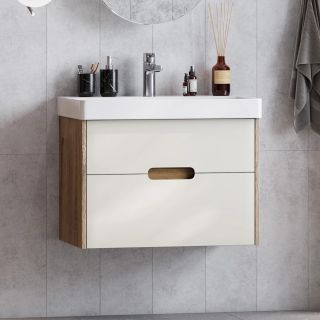 Тумба под раковину Акватон Оливия 70см бежевый/дуб веллингтон 1A254301OLVG0