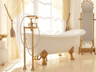 Ванна из искусственного камня AquaStone Скарлет 170x80см ножки хром