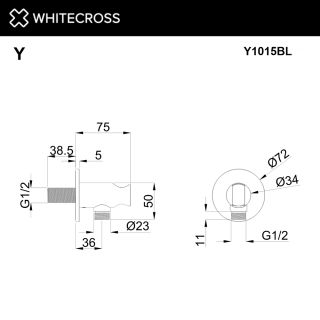 Угловой соединительный элемент с держателем лейки WHITECROSS Y1015GLB брашированное золото