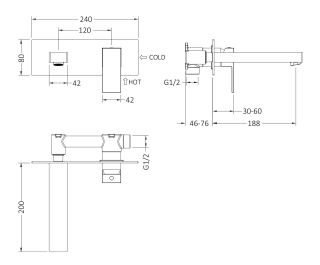 Смеситель встраиваемый для раковины Timo Selene 2071/16SM белый матовый