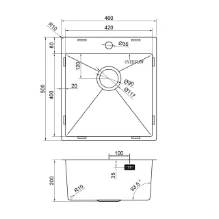 Мойка кухонная Reflexion Iseo 46-BL RX2246BL оружейная сталь