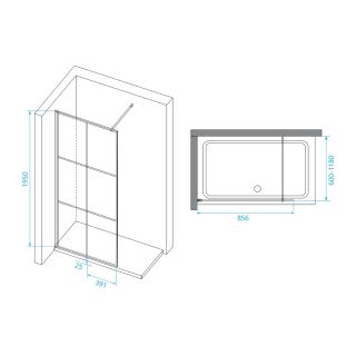 Душевая перегородка RGW Walk In WA-111B 90см чёрный 411011109-84