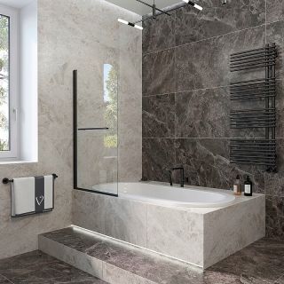 Шторка на ванну Veconi Palau PL-79B, 900x1500, хром, стекло прозрачное