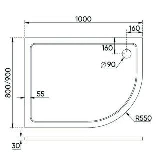Душевой поддон из искусственного камня Veconi Tezeo 100x90 R TZ11R-10090A-01-19C3 Белый