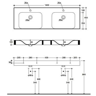 Раковина Kerasan Cento 140 353601*1 Белая