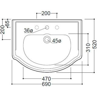 Раковина Kerasan Retro 104601*1 белая 69 см