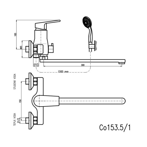 Смеситель для ванны Rav Slezak Colorado CO153.5/1 Хром