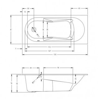 Акриловая ванна Riho Lazy B080001005 L 170х75см белый