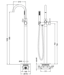 Напольный смеситель для ванны Timo Saona 2310/18Y-CR чёрное золото