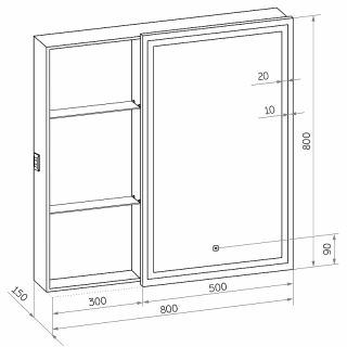 Зеркальный шкаф с подсветкой Misty Аперио 80см правый белый