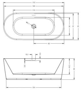 Акриловая ванна Riho Modesty Glossy B090001005 170х76см белый