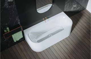 Акриловая ванна Riho Devotion Back2Wall Glossy Fall B096003005 180х80см заполнение через перелив белый