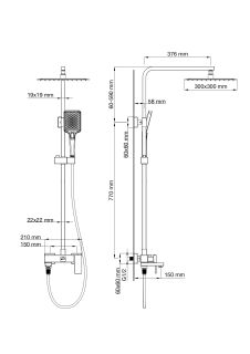 Душевая стойка Wonzon & Woghand Cube 2.0 WW-88047068-MB чёрный матовый