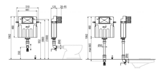 Бачок скрытого монтажа AlcaPlast Basicmodul для замуровывания в стену AM112W