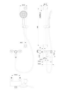 Смеситель для ванны с душевым гарнитуром Wonzon & Woghand Click WW-FE05L222-CR хром