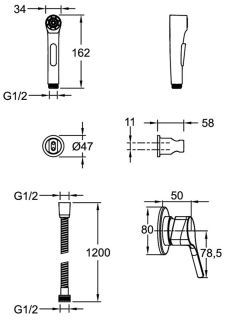 Jacob Delafon Elate E24610-BL Гигиенический душ
