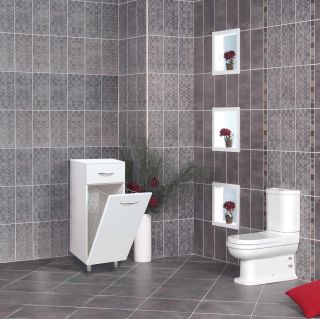 Полупенал напольный Onika Каприз 403003 с бельевой корзиной 30см белый