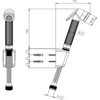 Гигиенический душ Bossini Nikita C04045.022 античная бронза