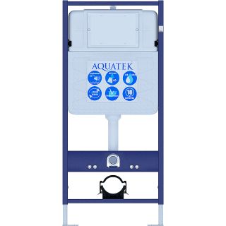 Комплект унитаза с инсталляцией Aquatek Set Aquatek Вега-010 4в1 с сиденьем Микролифт и клавишей смыва Хром глянцевый