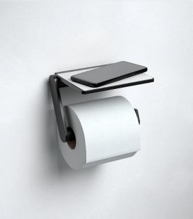 Держатель туалетной бумаги Keuco Plan 14973 370000 с полкой Черный матовый