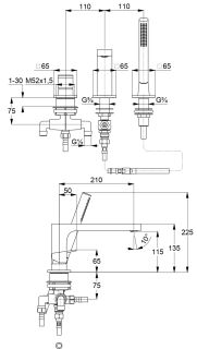 Смеситель на борт ванны Kludi Decus 544480575 хром