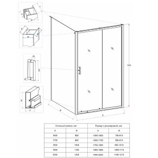 Боковая панель Veconi KP-13, 900х1950 , хром, стекло прозрачное