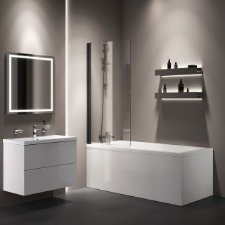 Шторка на ванну AM.PM Gem 80 W90BS-D080-140BT профиль Черный матовый стекло прозрачное