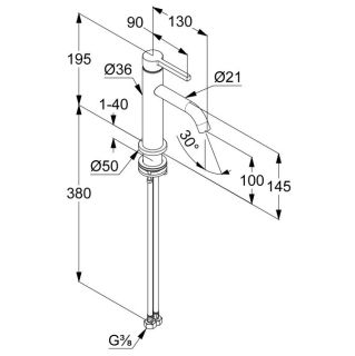 Смеситель для раковины Kludi Nova Fonte Pura 200263915 чёрный матовый