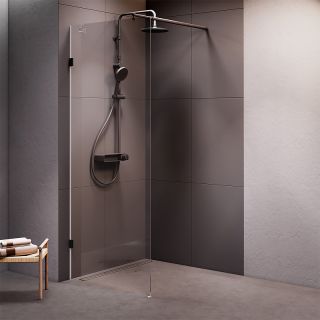 Душевая перегородка AM.PM X-Joy 80 W94UWI-80-F1-BTE профиль Черный матовый стекло прозрачное