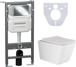 Комплект с инсталляцией Ceramica Nova CN3007_1001CH_1000 унитаз Metric CN3007 крышка-сиденье с микролифтом и инсталляция Envision CN1001CH с кнопкой смыва хром Round