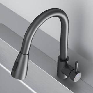 Смеситель для кухни Am.Pm X-Joy S F85B07522 с выдвижным изливом чёрный