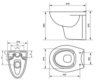 Унитаз подвесной LAUTA 270х470х365 быстросъемное сиденье с микролифтом