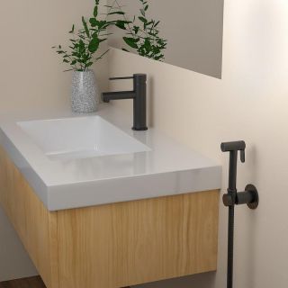 Смеситель для раковины с гигиеническим душем Timo Saona 2360/03G чёрный матовый