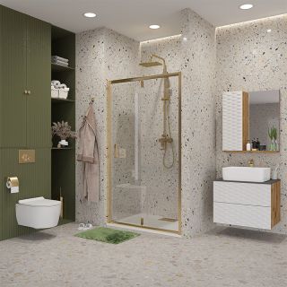 Душевая дверь Niagara NG-43-11AG 110см золото/прозрачное